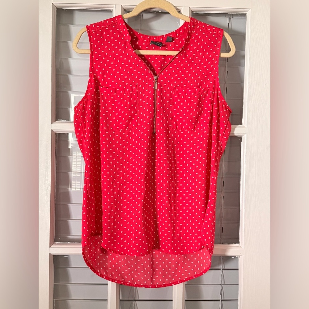 New York & Company Soho Women’s L Sleeveless  Zipper Neck Pink Blouse | SKU 0102